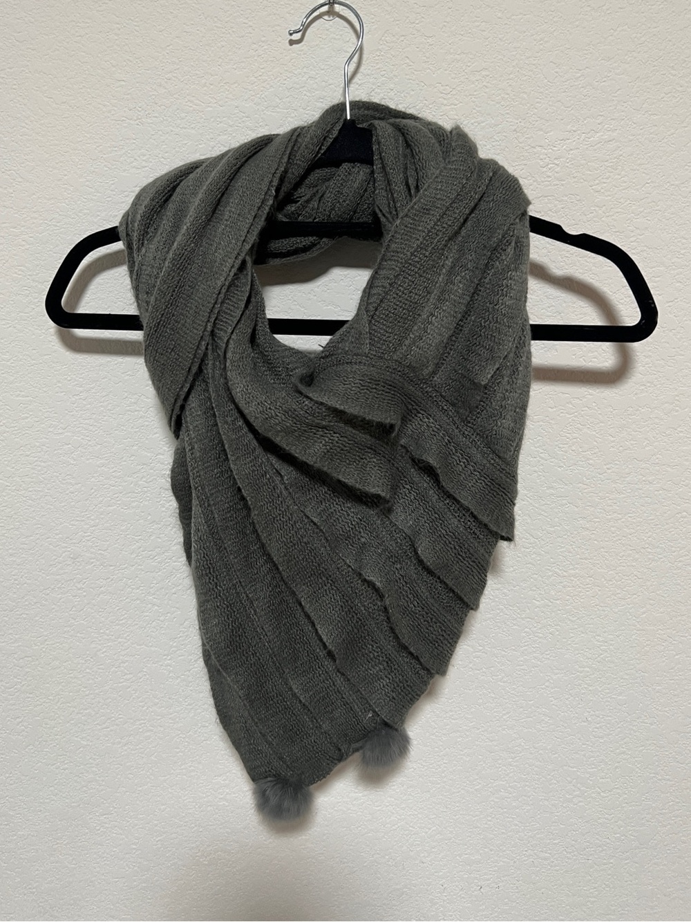 Cozy Ribbed Knit Scarf - Dark Gray multi way Wool blend